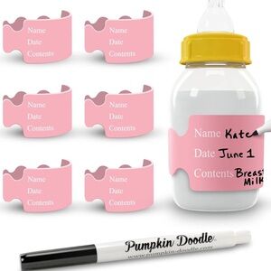 Pumpkin Doodle Pink Bottle Labels - Set of 6